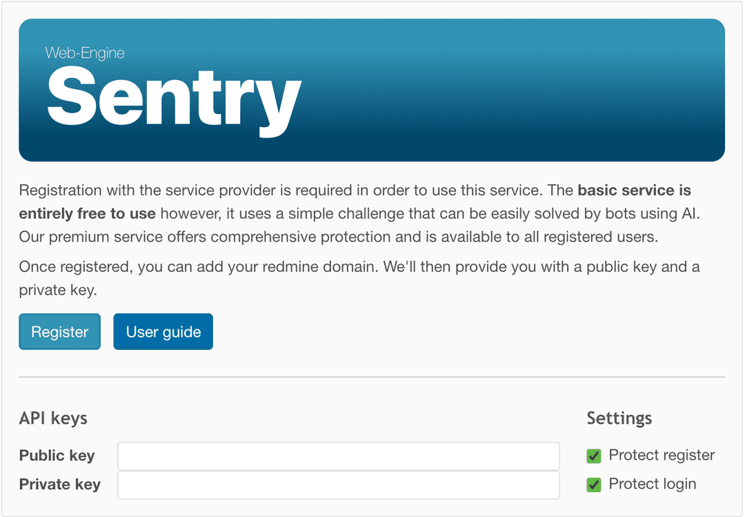Sentry basic captcha